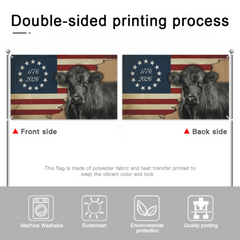 1776 2026 Black Angus Cattle Proud Farmer Farm Life Grommet Flag