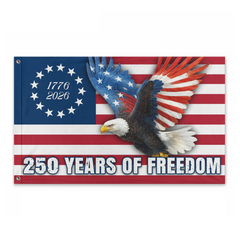 250 Years of Freedom Betsy Ross 1776–2026 Eagle Grommet Flag for Decor