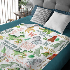 Personalized Name Baby Blanket-Dinosaur Theme
