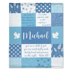 Personalized Baptism Blanket Girl Boy - Soft Custom Baby Baptism Gift Quilt with Name and Bible Verses