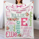 Personalized Custom Name Floral Baby Blanket