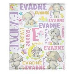 Livraison gratuite✈️Couverture avec nom personnalisé en forme d'éléphant mignon, cadeaux pour bébés, enfants et tout-petits