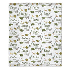 Personalized Swaddle Blanket, Dinosaur Theme, Baby Shower Gift, Newborn Boy Swaddle, Custom Swaddle Blanket