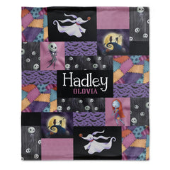Personalized Halloween Nightmare Before Christmas Baby Name Blanket