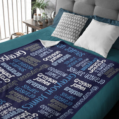 Personalized Baby Name Blanket , Baby Boy Blanket, Swaddle Blanket