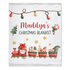Personalized Christmas Santa Train kids Baby Blanket