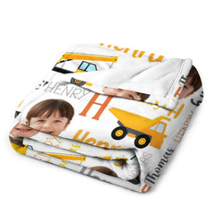 Personalized Custom Kid's Face Engineering vehicle blanket