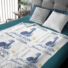 Personalized Baby Blankets for Boys with Name -Baby Dinosaur Theme