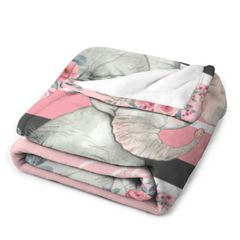 Personalized Floral Elephant Blanket - Customized Name Gift