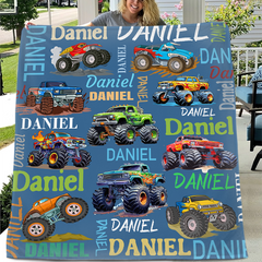 Personalized Blue Off-Road Truck Blanket