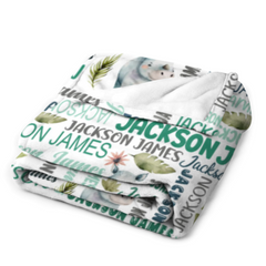 Personalized Woodland Blanket with Name - for Kids Boys Girls Toddler Baby Shower Birthday