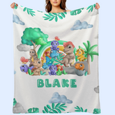 Cute Baby Dinosaur Personalized Custom Blanket - Gifts for Kids