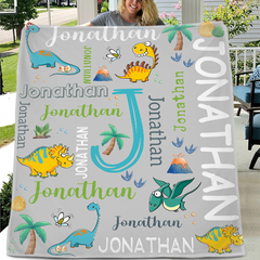 Personalized Watercolor Dinosaur Blanket