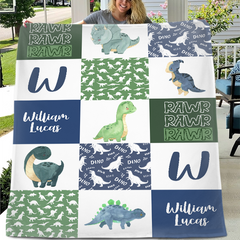 Livraison gratuite✈️Couverture personnalisée avec nom de dinosaure.