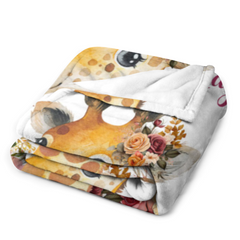 Personalized Floral Giraffe Baby Animals Blanket