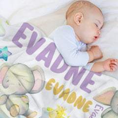Livraison gratuite✈️Couverture avec nom personnalisé en forme d'éléphant mignon, cadeaux pour bébés, enfants et tout-petits