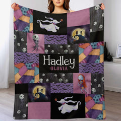 Personalized Halloween Nightmare Before Christmas Baby Name Blanket