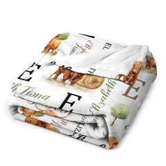 Personalized Baby Blankets for Boys Girls - Cute Cow Blanket
