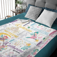 Personalized Princess Throw Custom Name Blanket for Kids