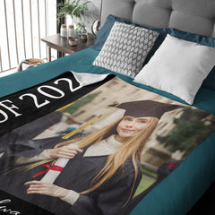 Graduation Blanket 2024 Custom Photo and Name Congratulations Graduation Gift