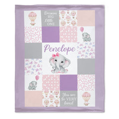 Personalized Blanket - Custom Name - Elephant Blanket