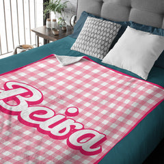 Pink Personalized Name Custom Blanket