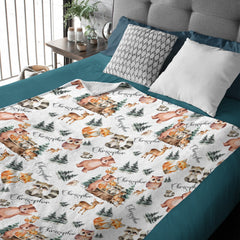 Personalized Woodland Animal Baby Blanket | Forest Friends Nursery Decor | Custom Name Keepsake Blanket