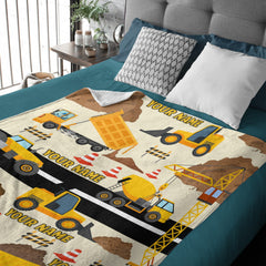 Personalized Name Construction Site Kids Blanket