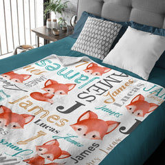 Custom Baby Blanket Personalized Baby Blankets for Boys and Girls-fox Animal blanket