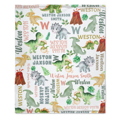 Personalized Name Baby Blanket-Dinosaur Theme