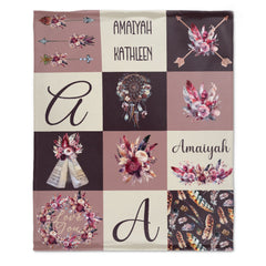 Livraison gratuite✈️Boho Couverture personnalisée pour bébé - Couverture avec nom de bébé - Boho Floral