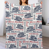 Personalized Semi Truck Baby Boy Blanket, Trucker Name Blanket