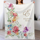Personalized Custom Name Baby Blanket-Flower Fairy Garden
