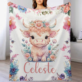 Custom Baby Name Cow Blanket Gift for Girls Boys