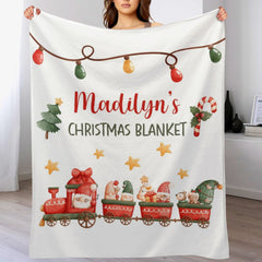 Personalized Christmas Santa Train kids Baby Blanket