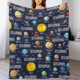 Space Planets Theme Custom Name Baby Blanket