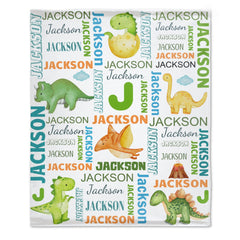 Dinosaur Custom Name Blanket-Personalized Baby Blanket