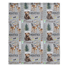 Personalized Name Blanket -Toddler Boy Country Woodland Forest,Baby Shower Gift