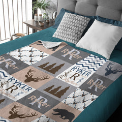 Livraison gratuite✈️Couverture pour bébé - Cadeau de naissance - Literie pour bébé animaux des bois - Literie pour bébé des bois