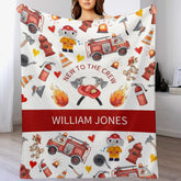 Personalized Custom Name Baby Blanket - Fire Service Firetruck Fireman