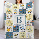 Personalized Baby Blankets for Boys With Name - Cartoon Car Newborn Nursery Gift