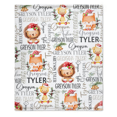 Christmas Safari Name Custom Baby Blanket