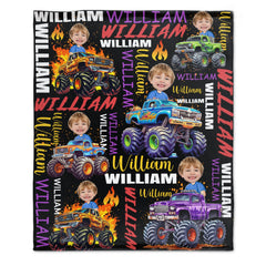 Boys Driving Trucks | Personalized Name and Photo Blankets | Gifts for Kids