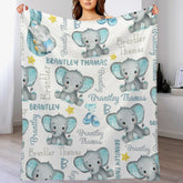 Personalized Name Elephant Baby Blanket