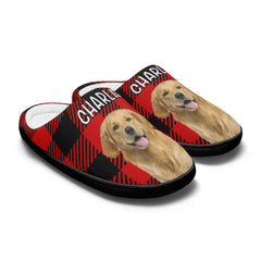 Photo personnalisée Le bonheur est un chiot chaleureux - Pantoufles moelleuses personnalisées pour chien et chat
