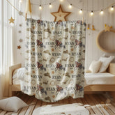 Personalized Cowboy Baby Blanket | Western Ranch Theme with Horses, Boots & Lassos | Custom Name Blanket