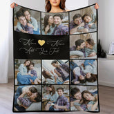 Personalized Photo Text Custom Blanket - For Couple Family Parents