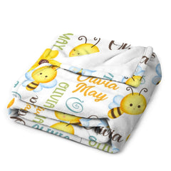 Personalized Honey Bee Name Blanket