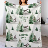 Baby Swaddle Blanket -Custom Baby Name Shower Gift -Personalized Baby Boy Blanket with deer -Woodland Style