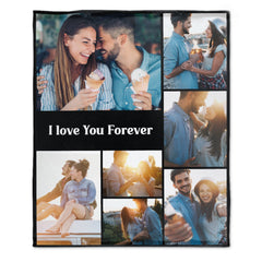Personalized Photo Text Custom Blanket - For Family Parents Couple
